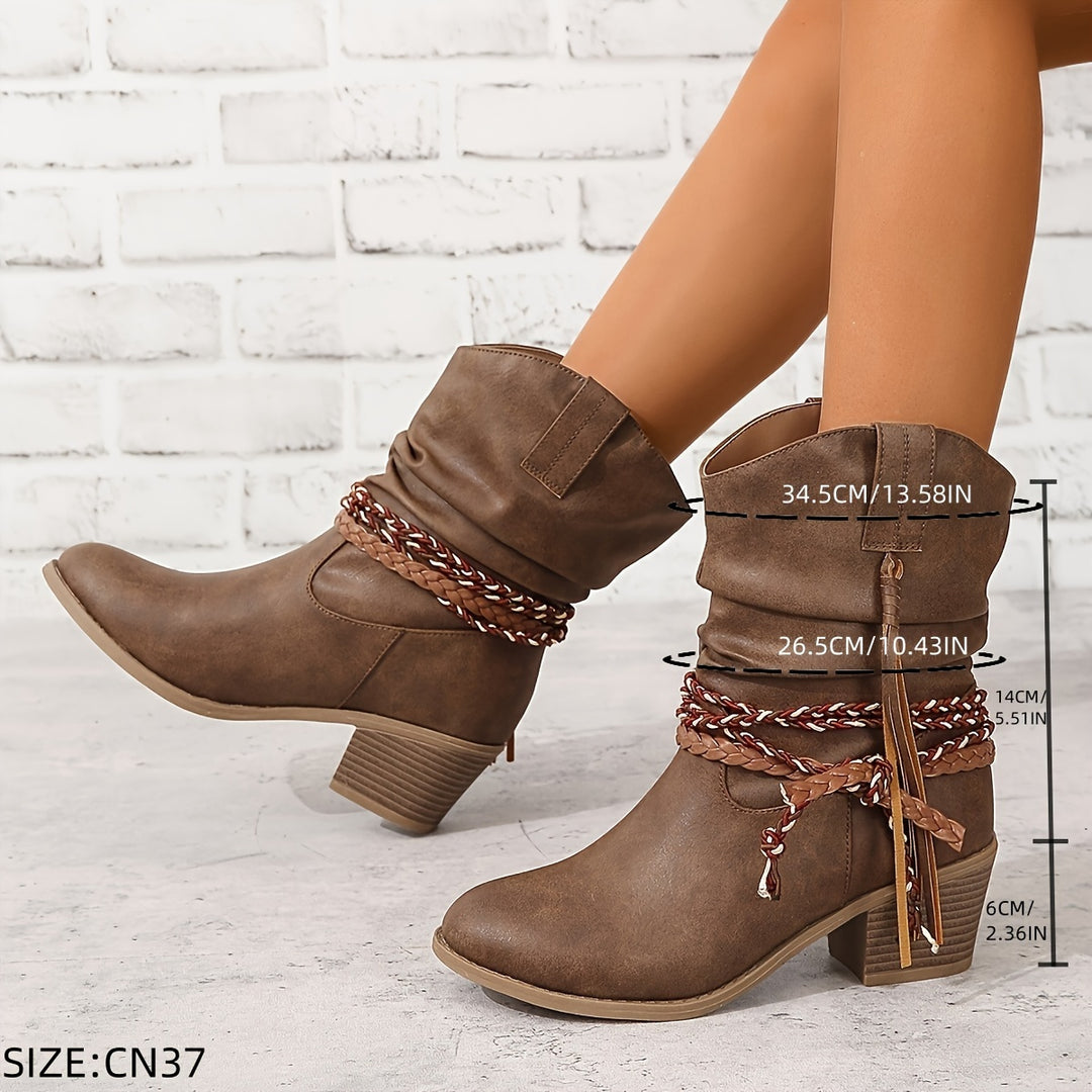 Dakota – Braided Buckle Cowboy Boots