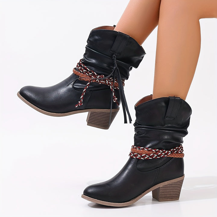 Dakota – Braided Buckle Cowboy Boots
