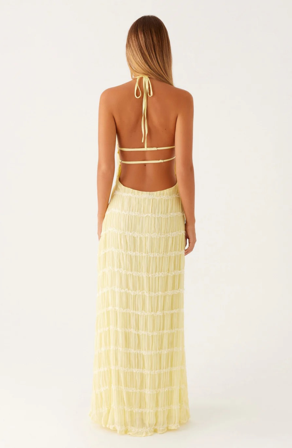 Caroline - Textured Halterneck Maxi Dress