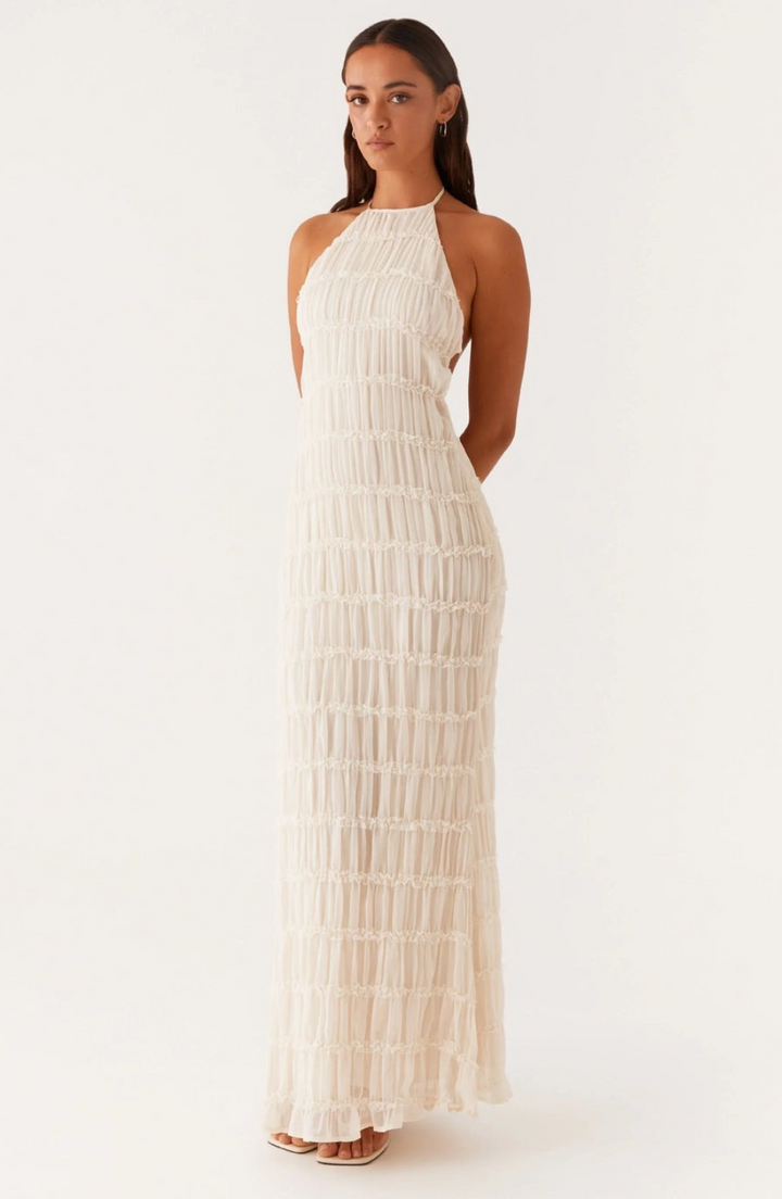 Caroline - Textured Halterneck Maxi Dress