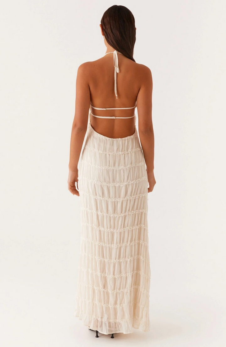 Caroline - Textured Halterneck Maxi Dress