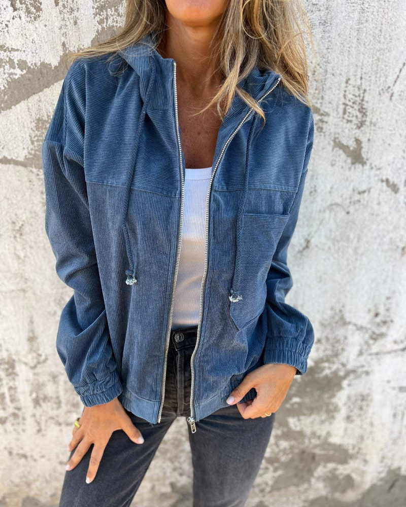 Tahlia – Cord Zip-Up Hooded Jacket