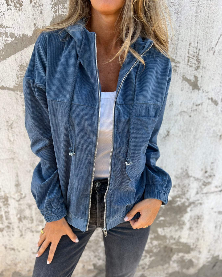 Tahlia – Cord Zip-Up Hooded Jacket