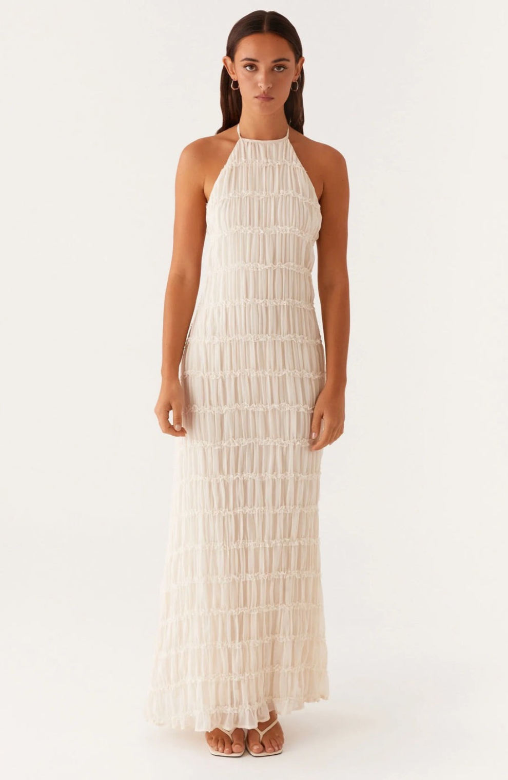 Caroline - Textured Halterneck Maxi Dress