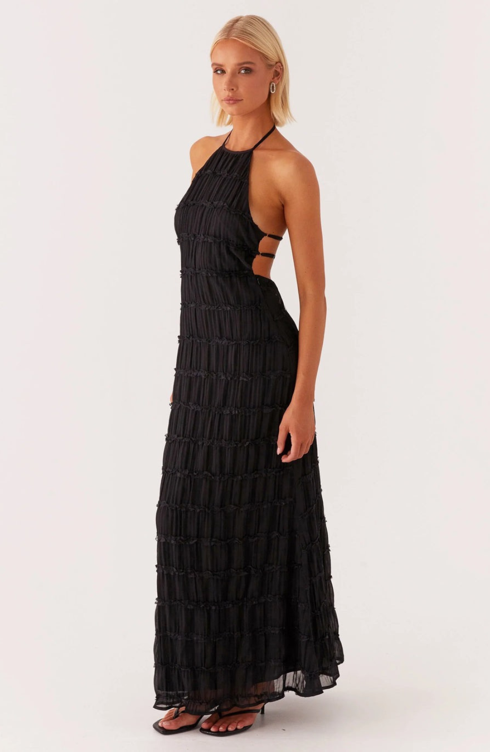 Caroline - Textured Halterneck Maxi Dress