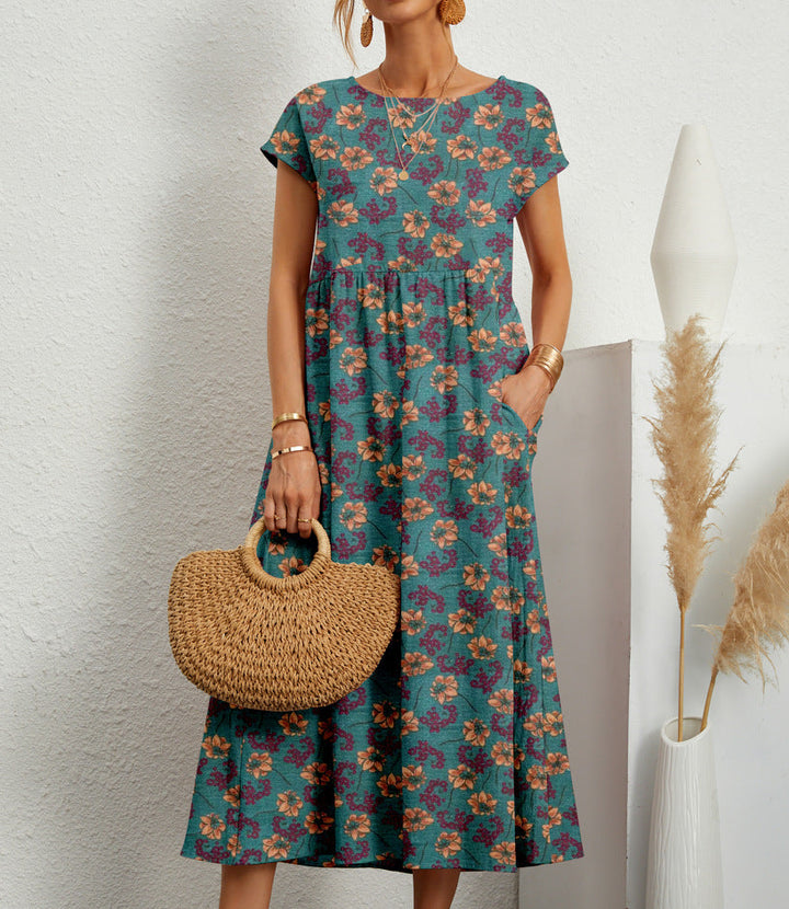 Ashlyn – Floral Cap Sleeve Midi Dress