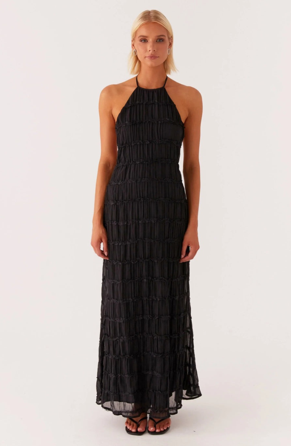 Caroline - Textured Halterneck Maxi Dress