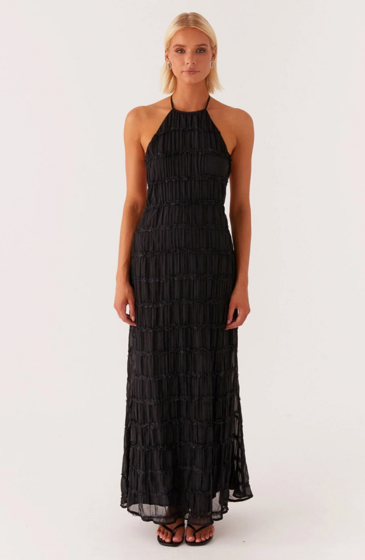Caroline - Textured Halterneck Maxi Dress