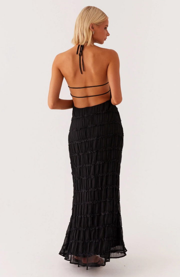 Caroline - Textured Halterneck Maxi Dress