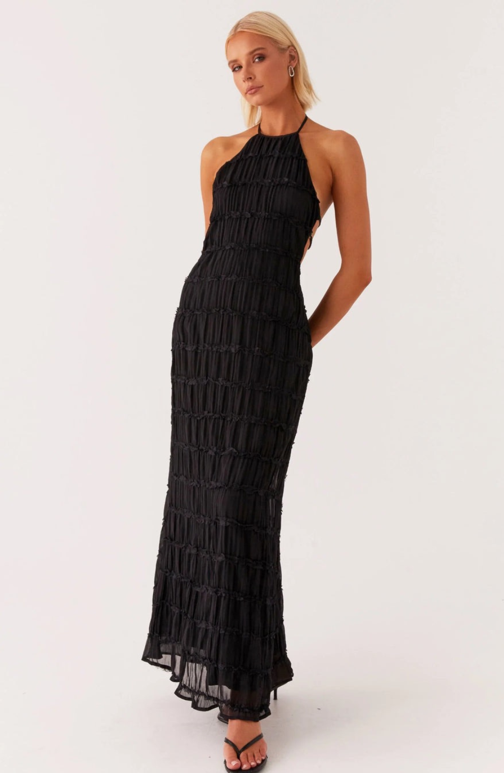 Caroline - Textured Halterneck Maxi Dress