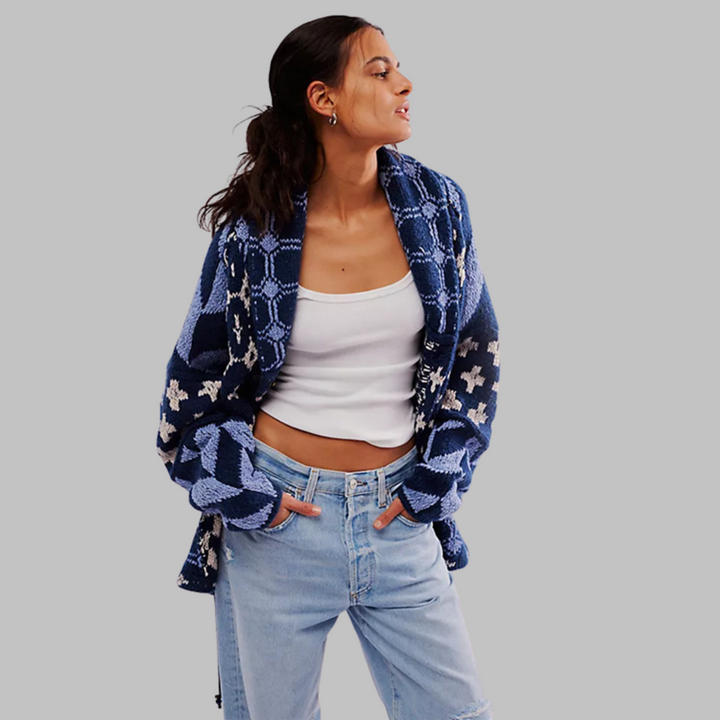 Noosa - Vintage Button Down Collar Long Sleeve Oversized Cardigan