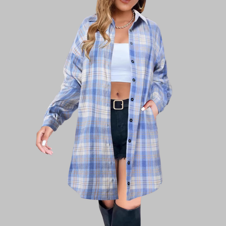 Lowanna – Oversized Plaid Shirt Dress