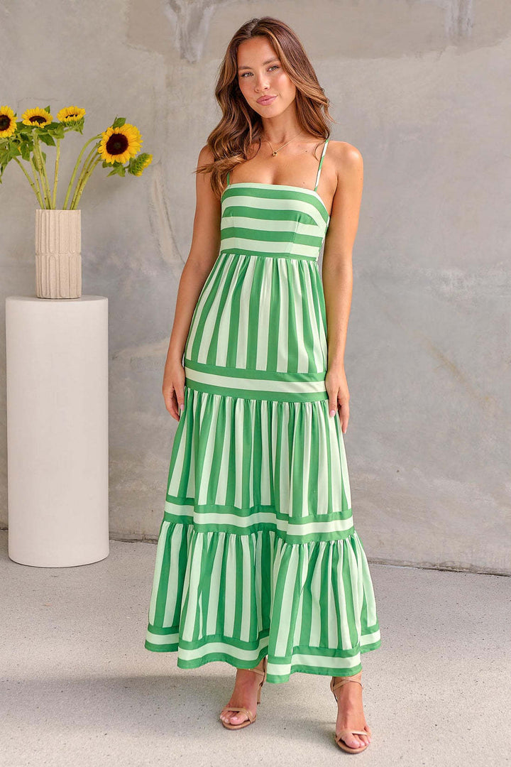 Marisol - Striped Maxi Dress With Straps And Pockets