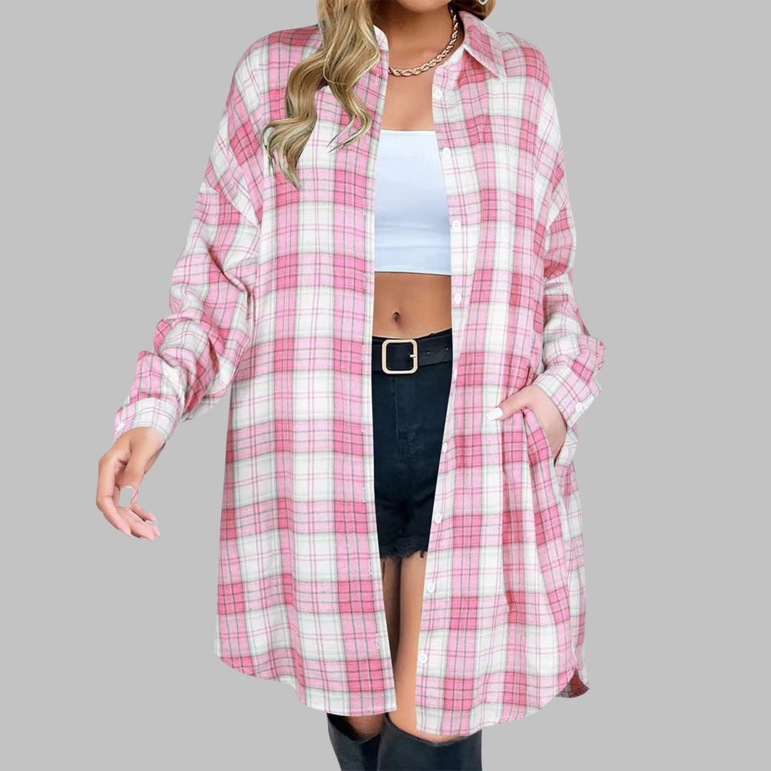 Lowanna – Oversized Plaid Shirt Dress