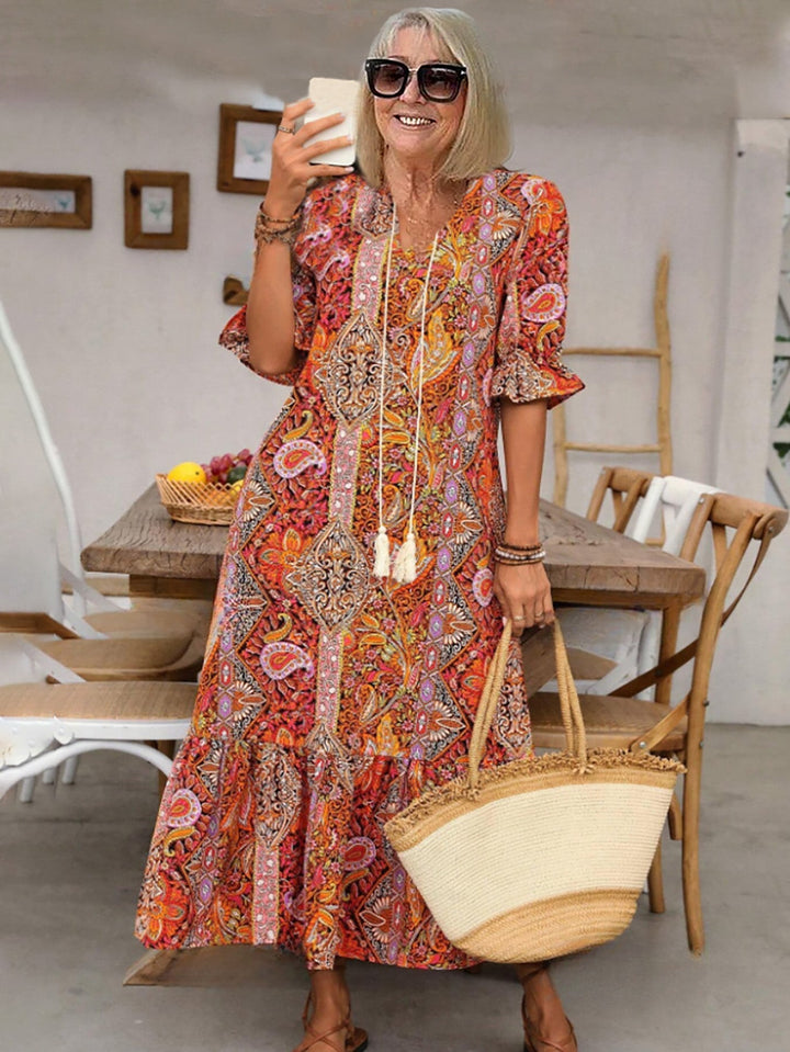 Ailsa – Printed Boho Midi Dress