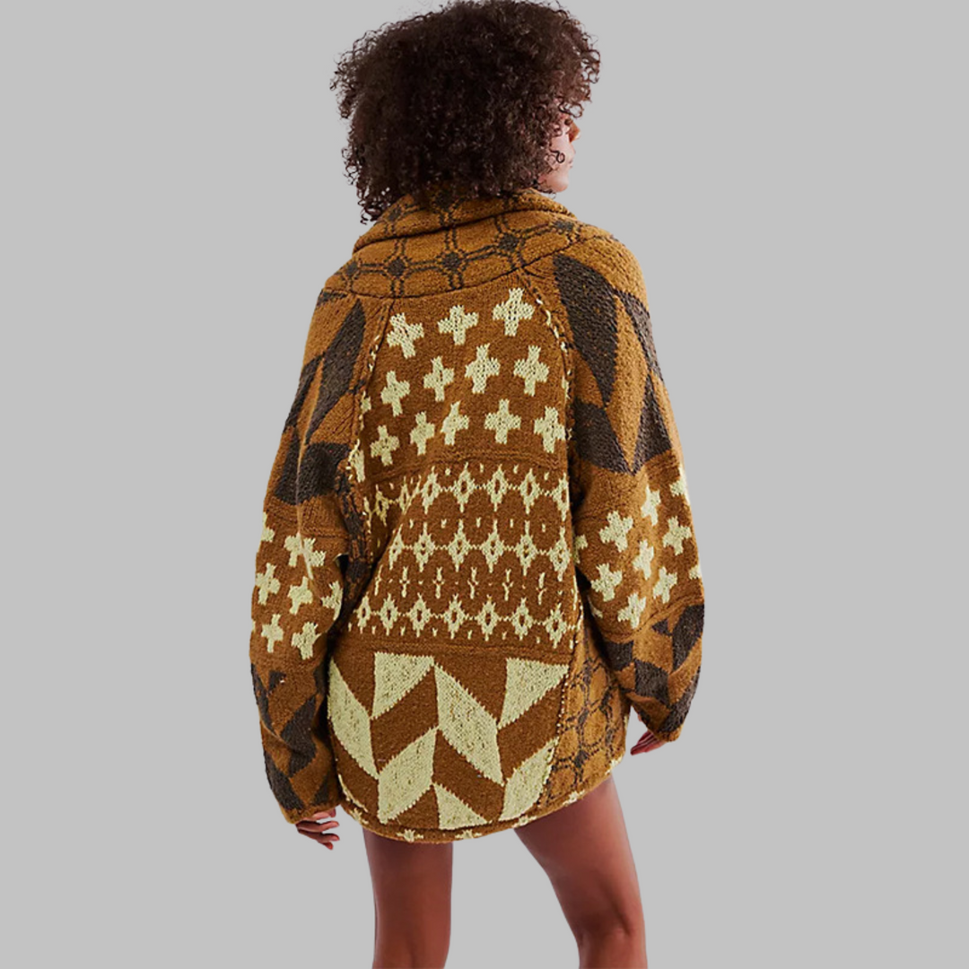Noosa - Vintage Button Down Collar Long Sleeve Oversized Cardigan