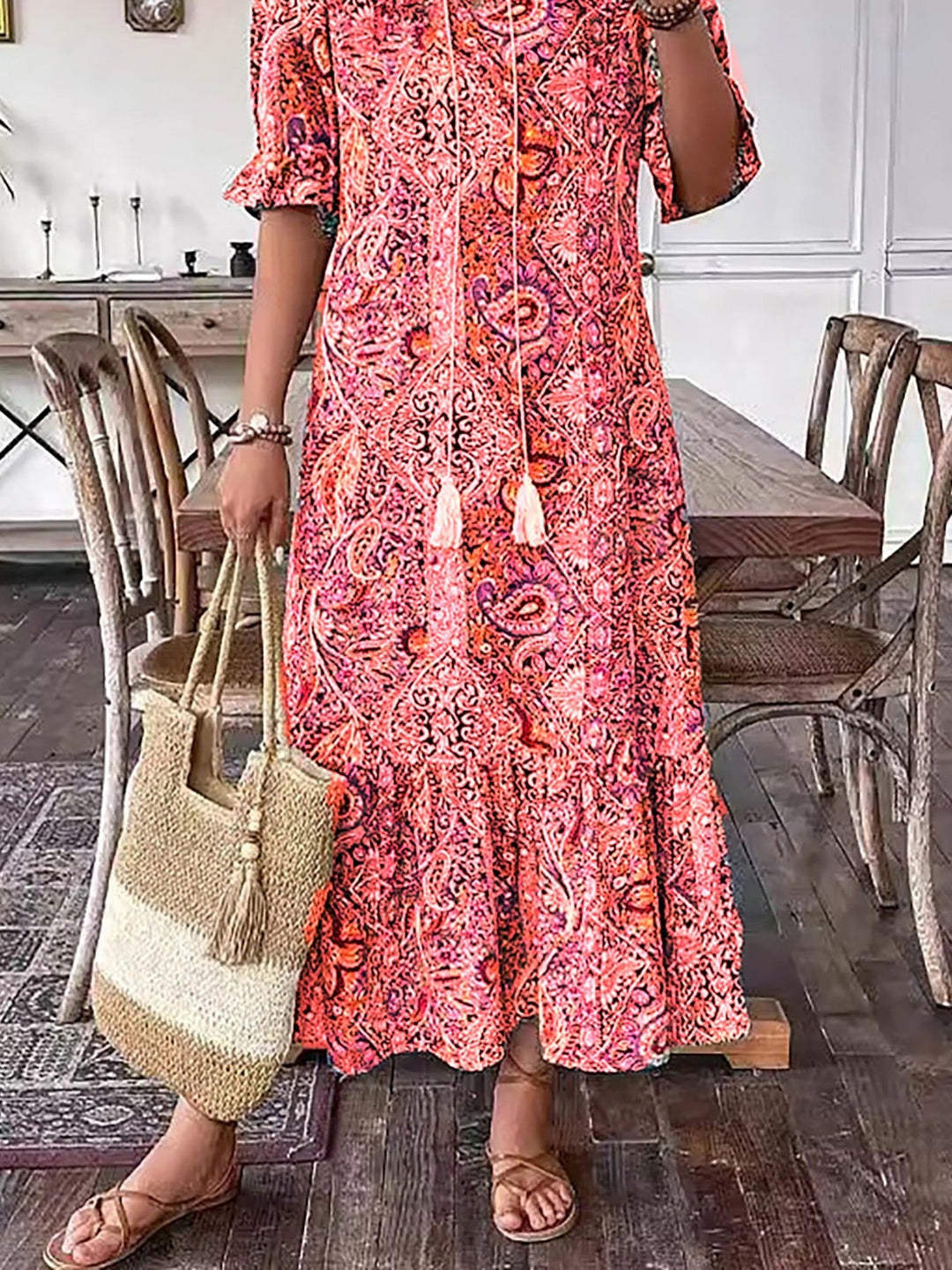 Ailsa – Printed Boho Midi Dress