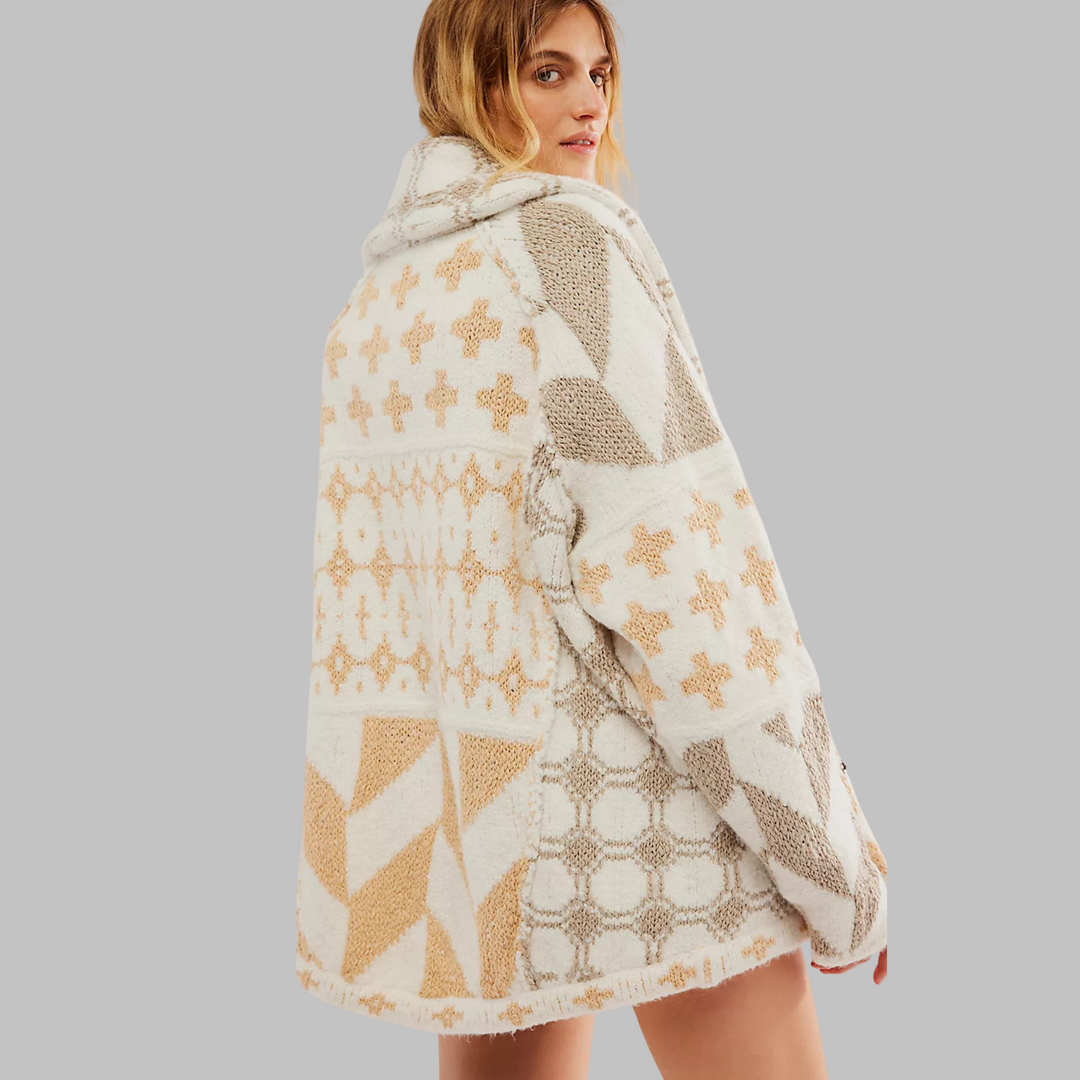 Noosa - Vintage Button Down Collar Long Sleeve Oversized Cardigan