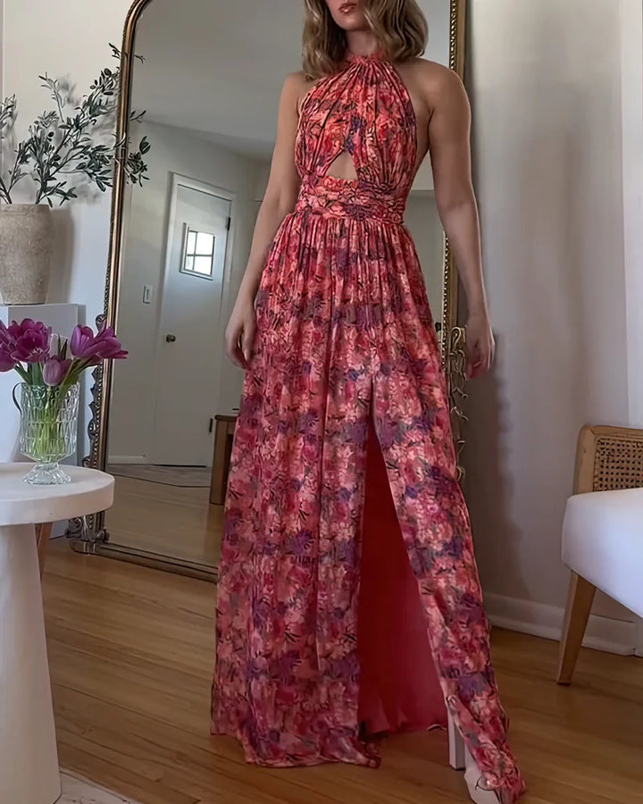 Isa Luna - Backless Maxi Dress With Floral Print