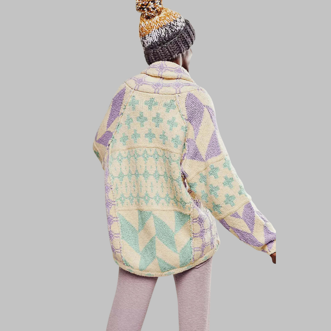Noosa - Vintage Button Down Collar Long Sleeve Oversized Cardigan