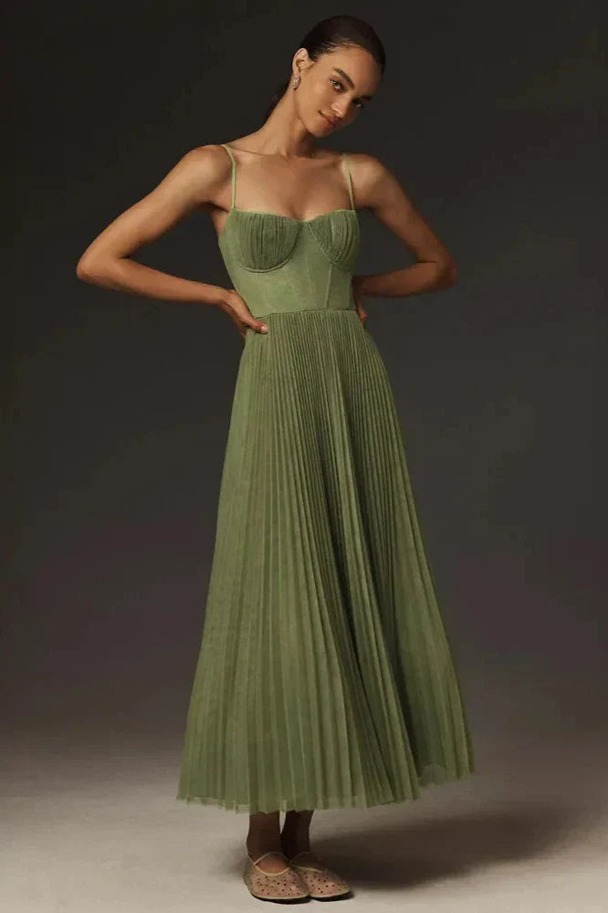 Isabella - Pleated Tulle Midi Dress
