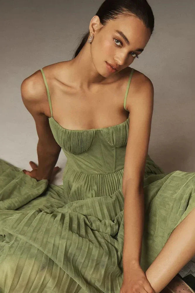 Isabella - Pleated Tulle Midi Dress