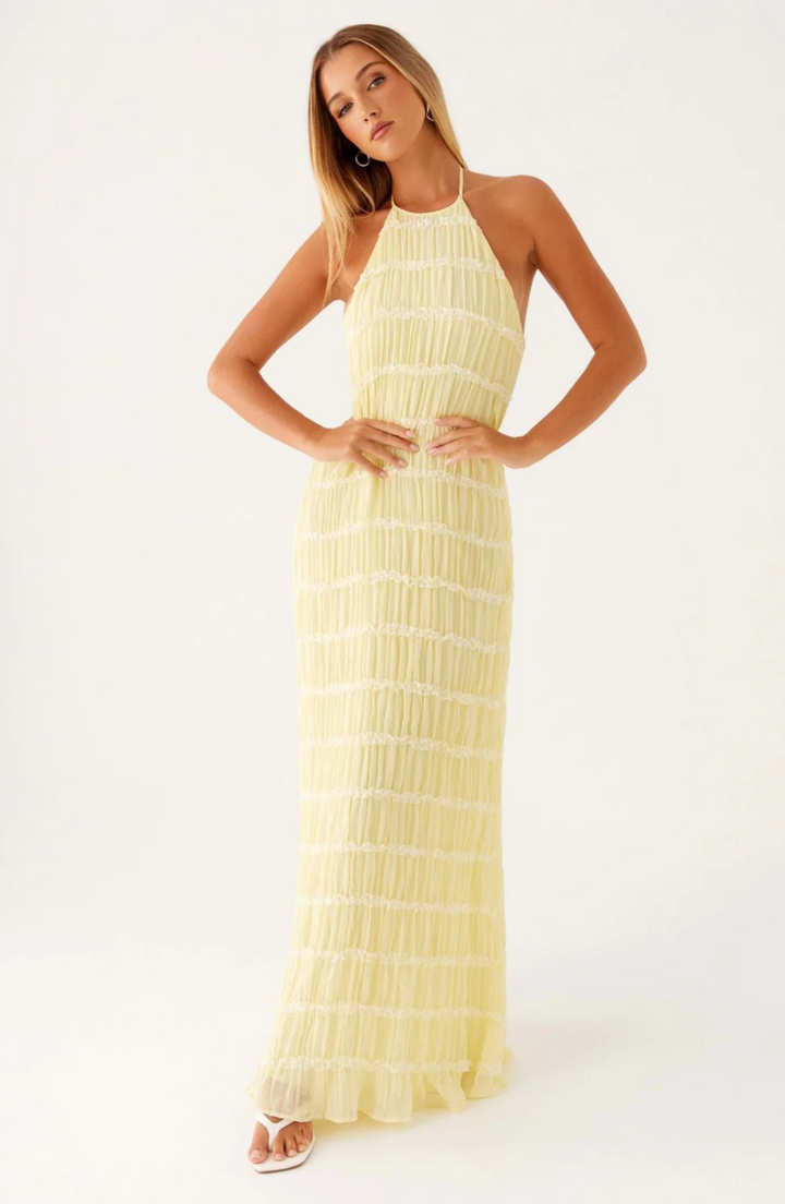 Caroline - Textured Halterneck Maxi Dress