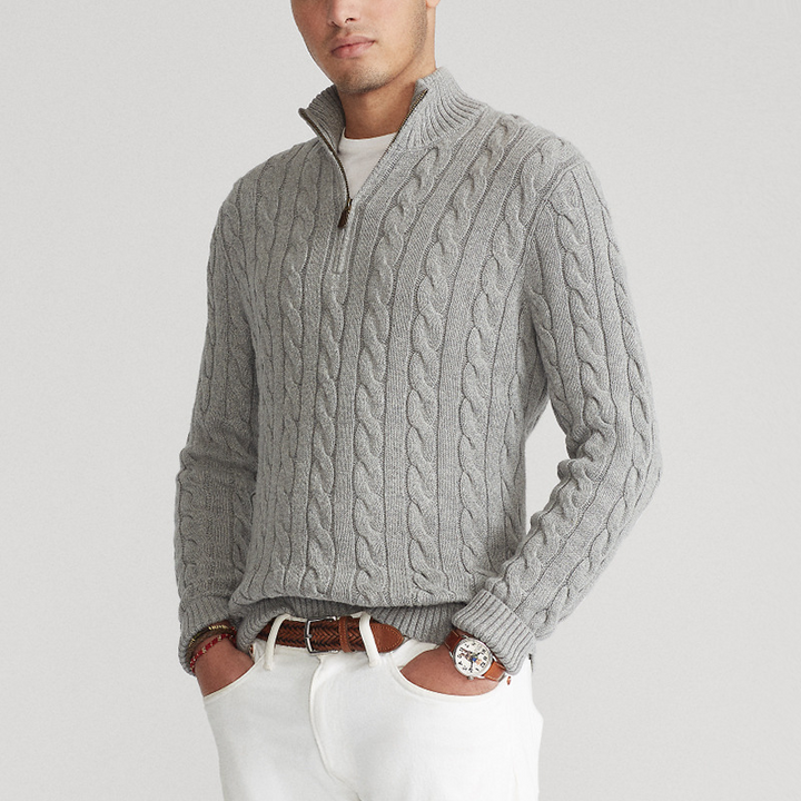 Simon – Cable Knit Half-Zip Sweater