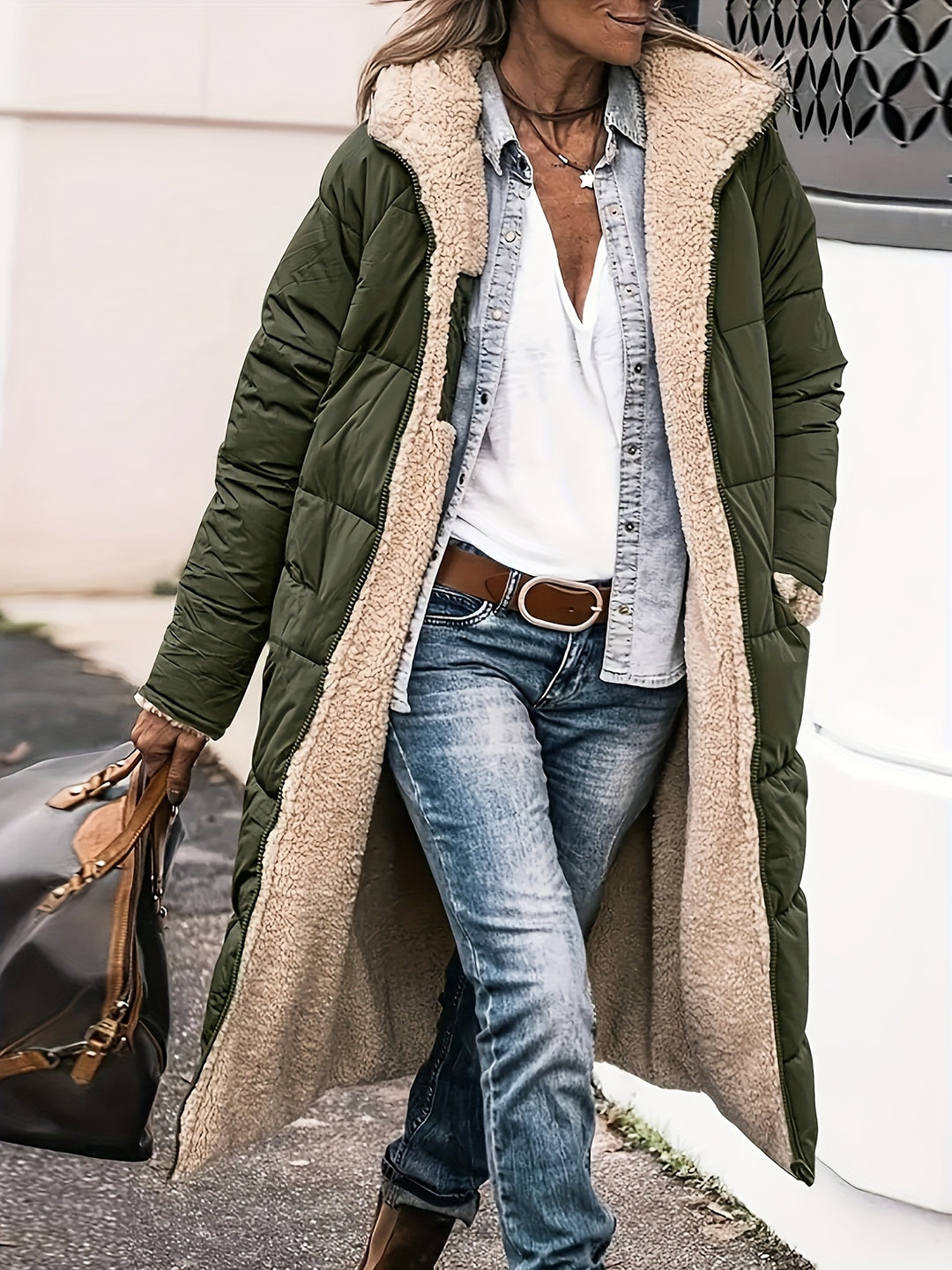Becky – Oversized Sherpa-Lined Coat