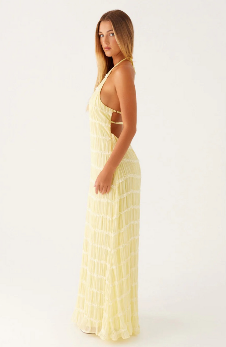 Caroline - Textured Halterneck Maxi Dress