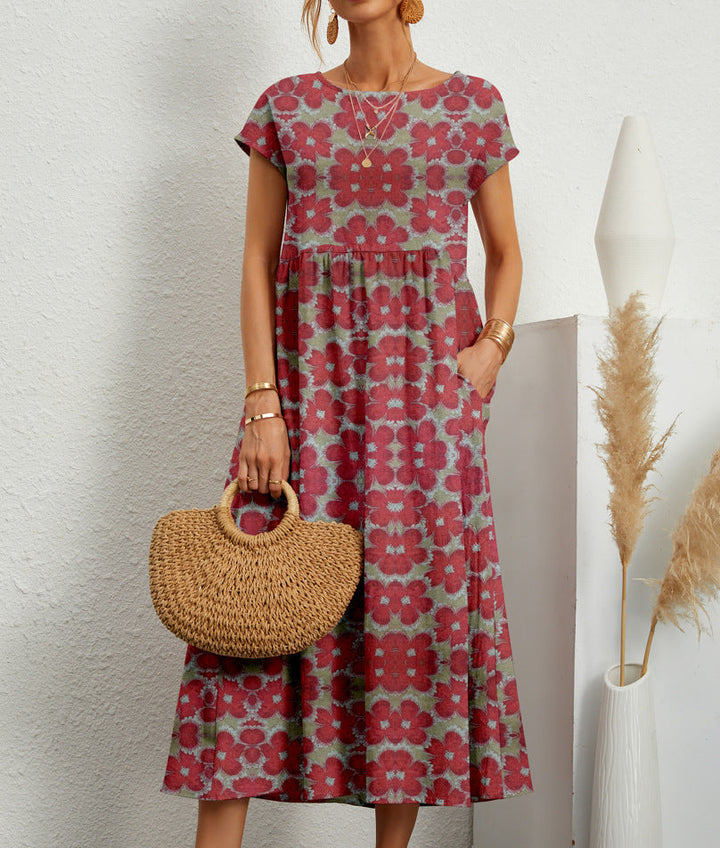 Ashlyn – Floral Cap Sleeve Midi Dress