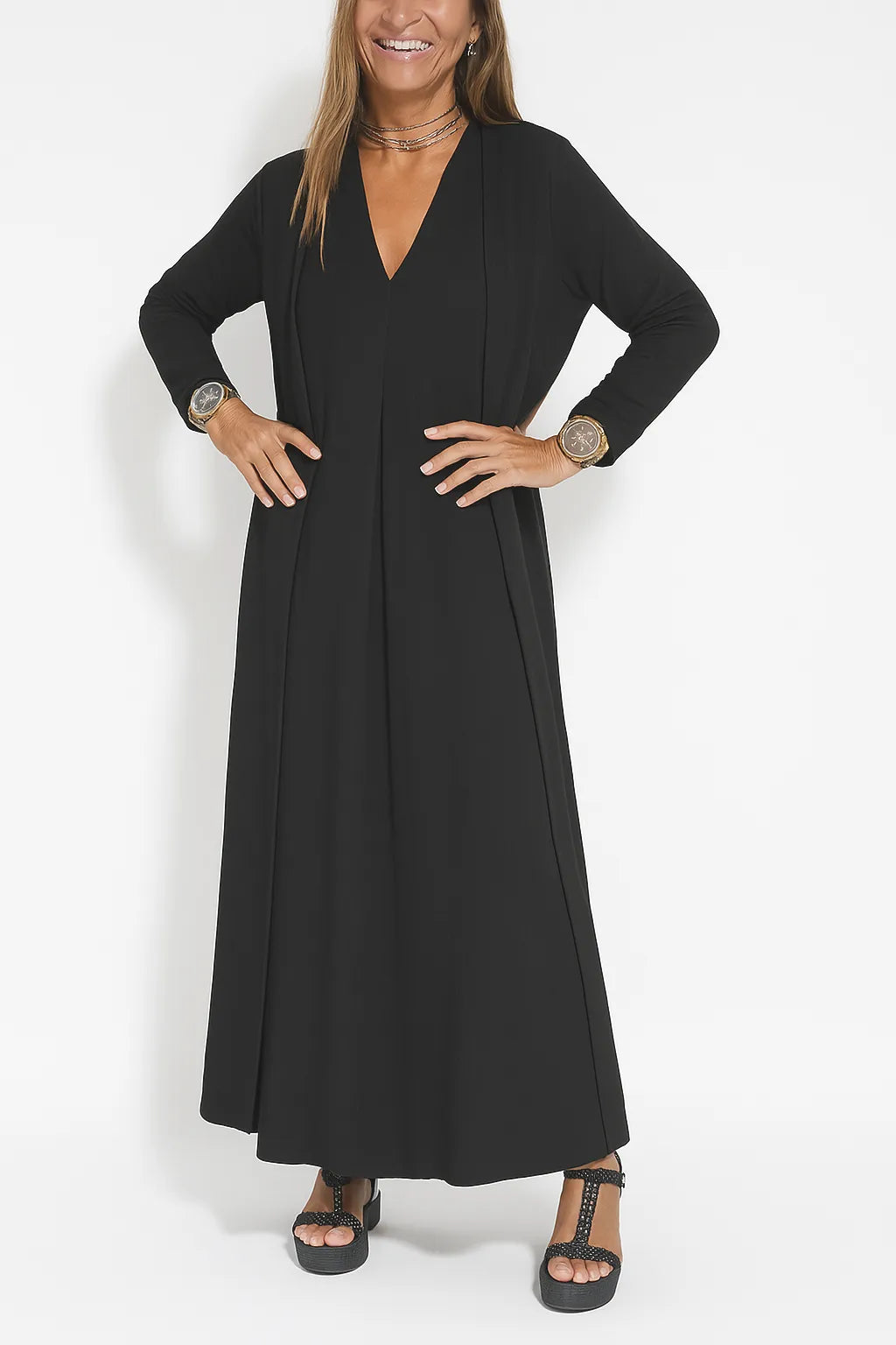 Carmela - Elegant Long Dress With Cardigan