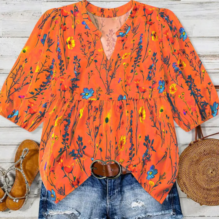 Kate - Vintage Floral Bishop Sleeve Top