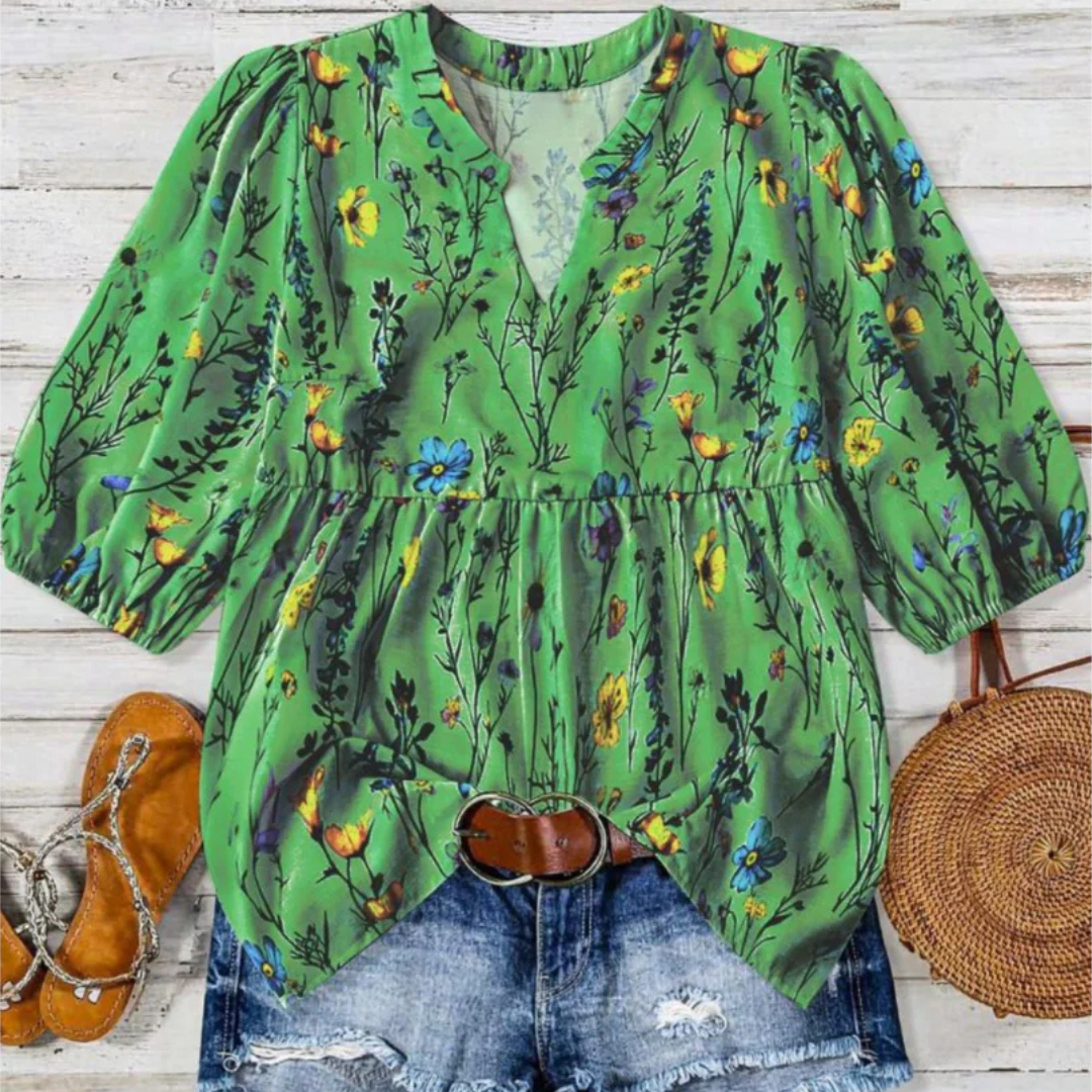 Kate - Vintage Floral Bishop Sleeve Top