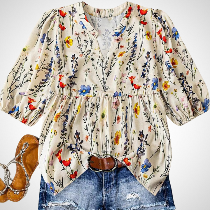 Kate - Vintage Floral Bishop Sleeve Top