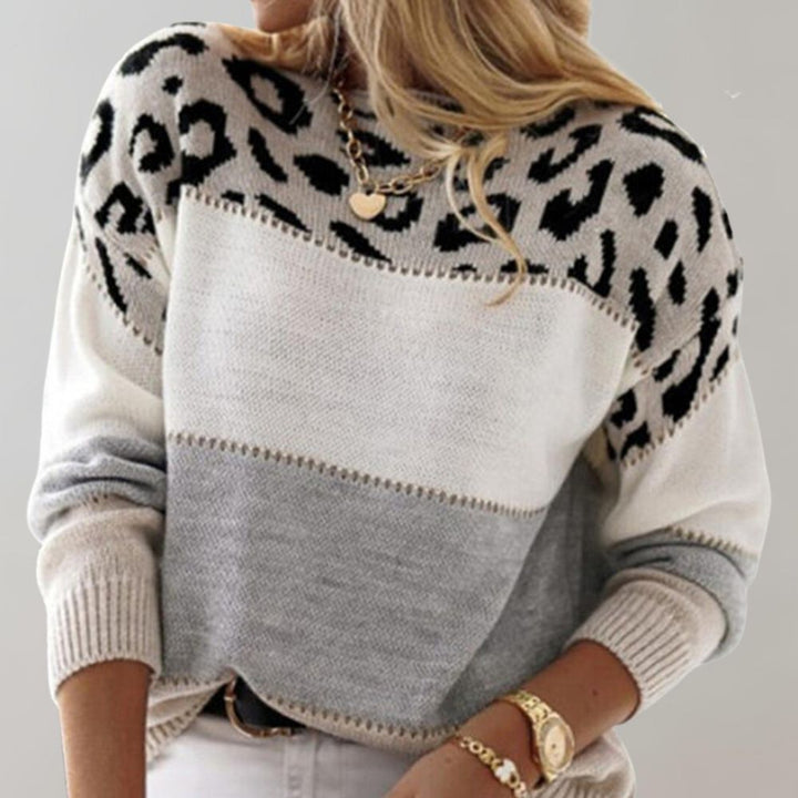 Dolly – Colourblock Leopard Knit Jumper