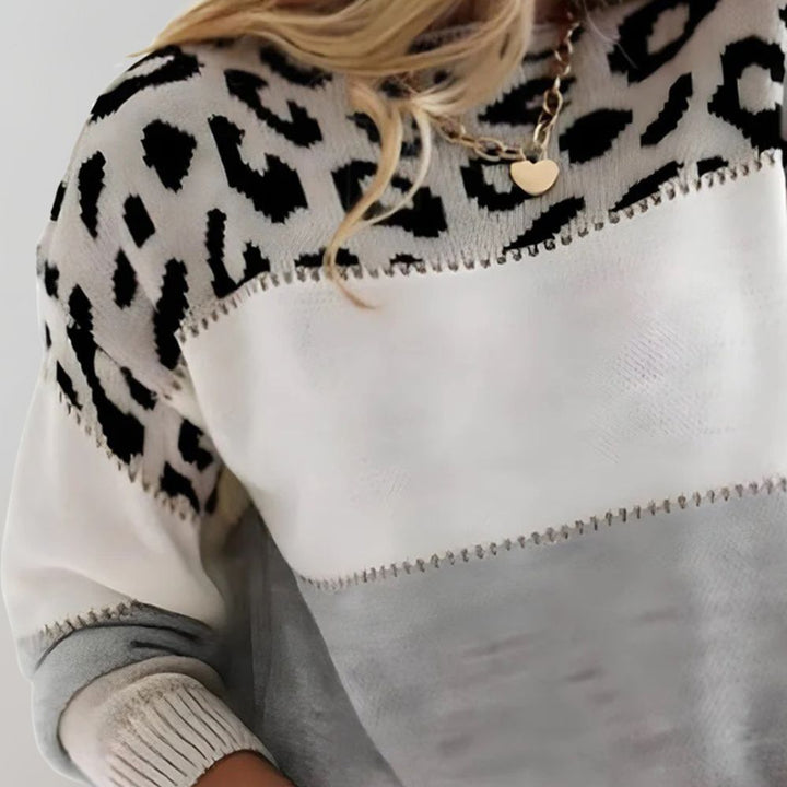 Dolly – Colourblock Leopard Knit Jumper
