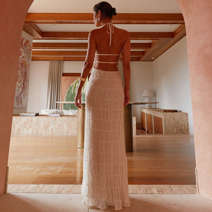Caroline - Textured Halterneck Maxi Dress