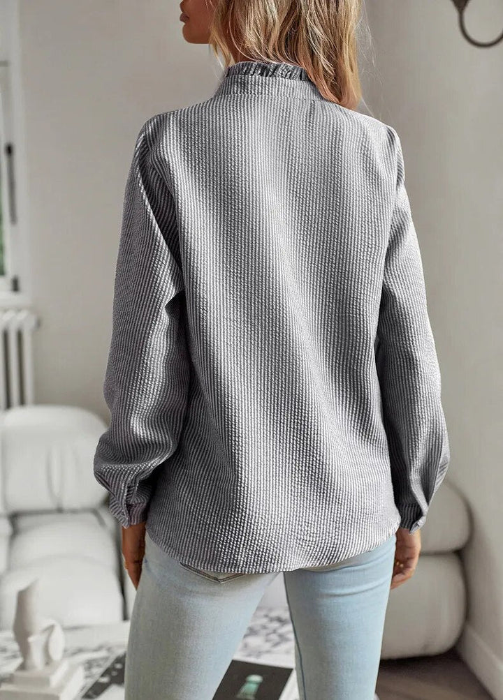 Tayari – Ruffled Textured Button-Up Blouse