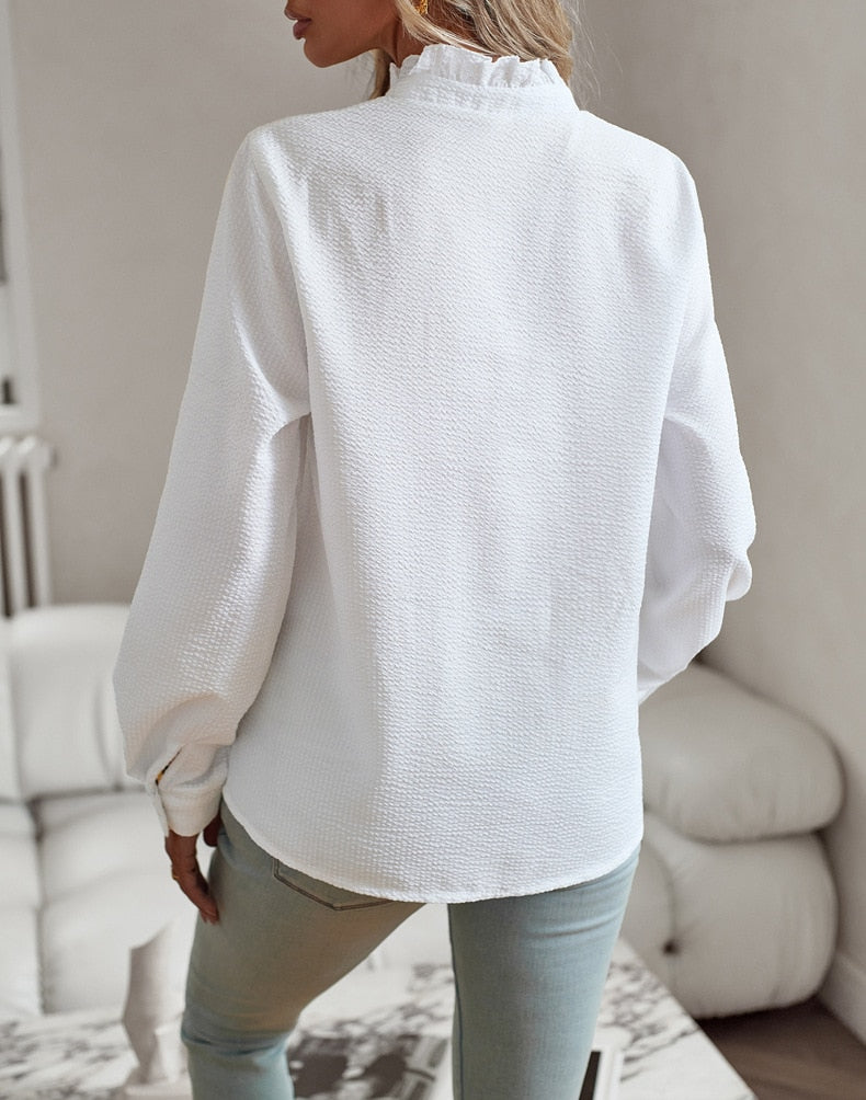 Lisa – Ruffled Button-Up Blouse