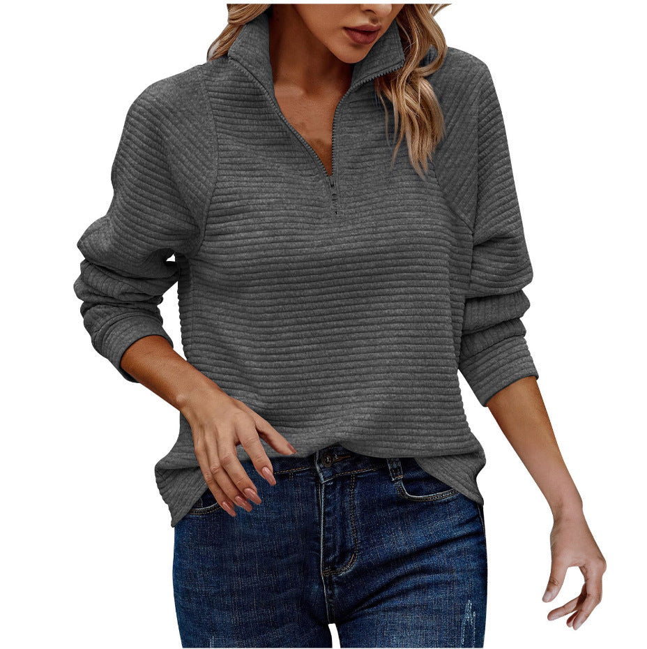 Raven – Textured Zip Collar Jumper