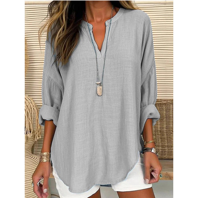 Elodie – Relaxed Button-Neck Blouse