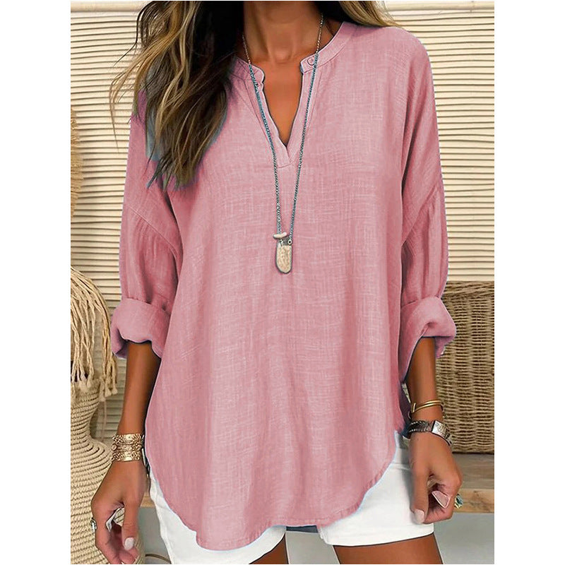 Elodie – Relaxed Button-Neck Blouse