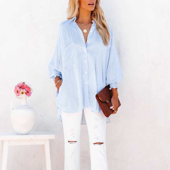 Karina – Oversized Striped Button-Up Shirt