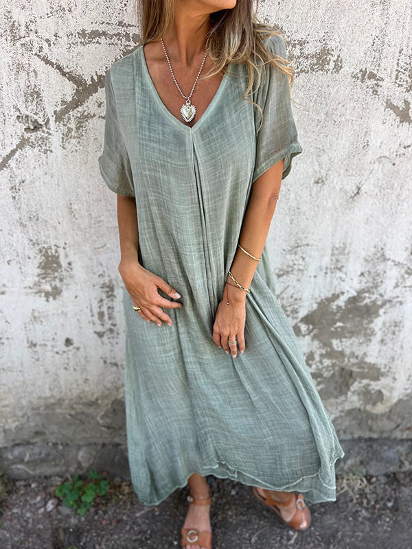 Amber - Elegant V-Neck Midi Dress
