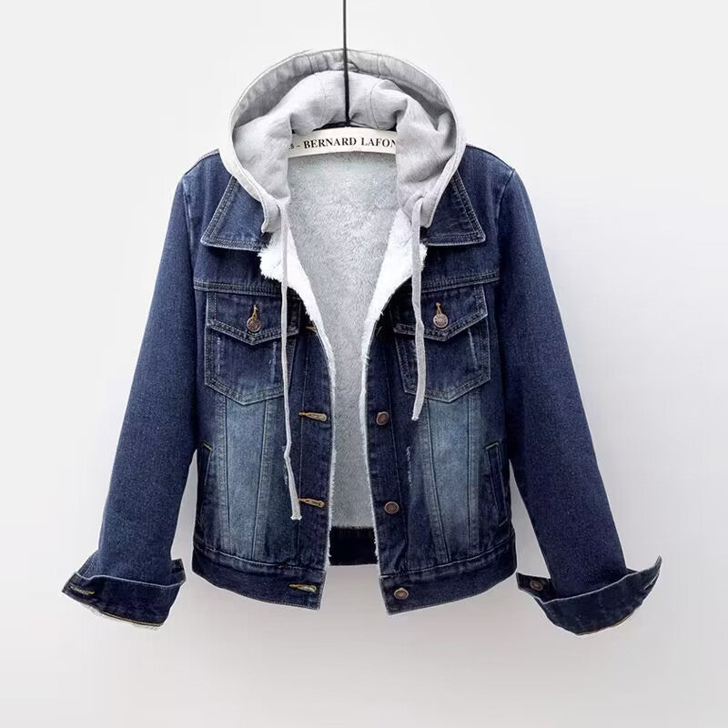 Quinn – Denim Jacket with Hoodie Detail
