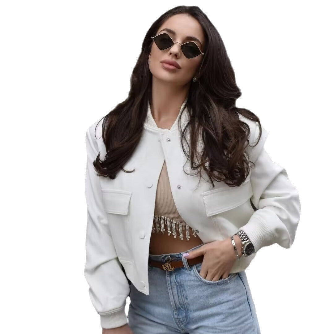 Miley – Cropped Utility Bomber Jacket