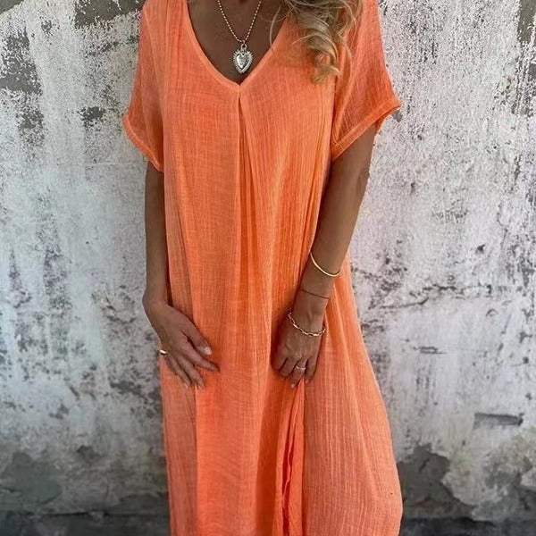Amber - Elegant V-Neck Midi Dress