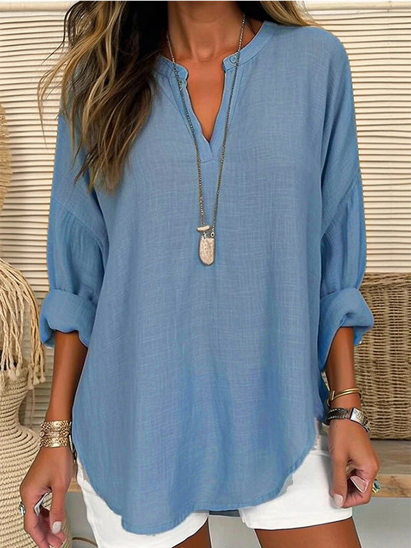 Elodie – Relaxed Button-Neck Blouse