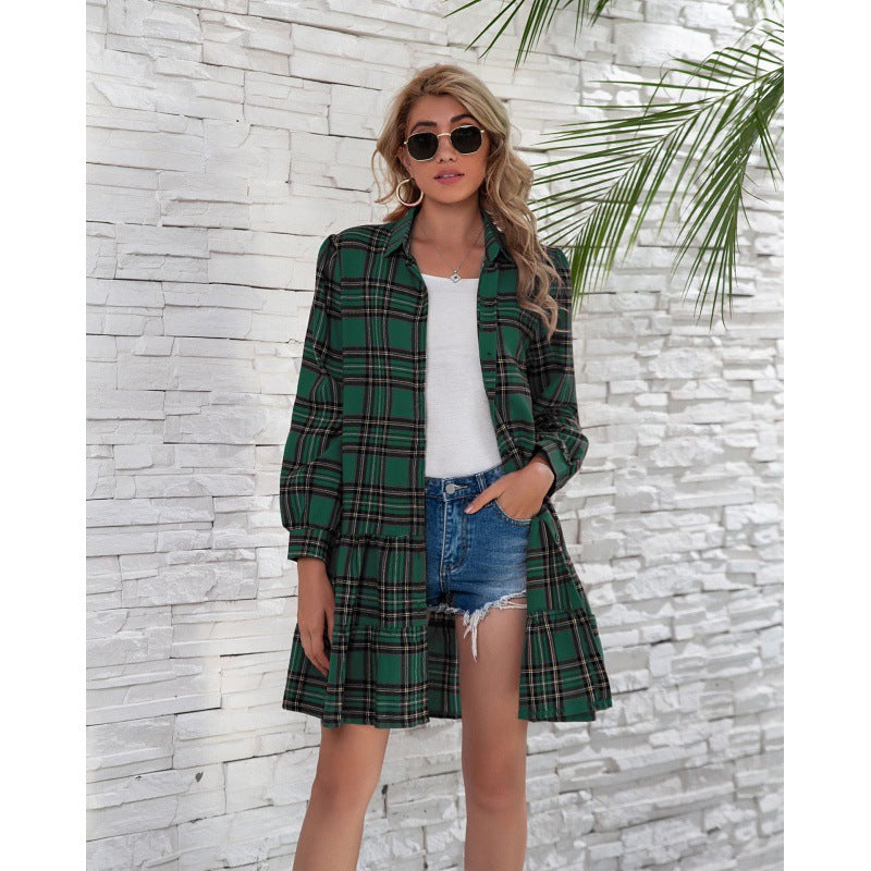 Kirra – Check Tiered Shirt Dress